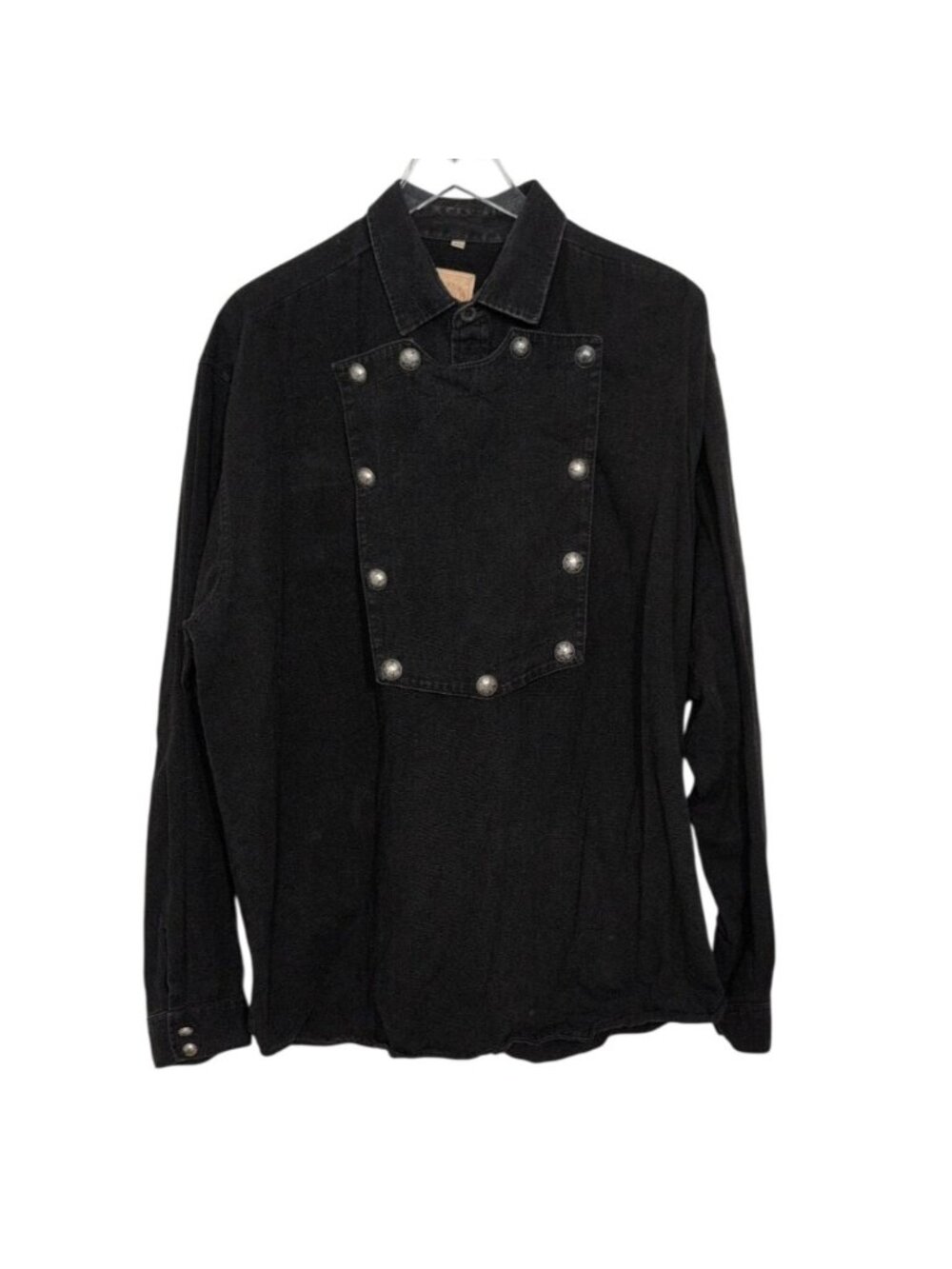 WAH Maker Frontier Cavalry Bib Shirt Mens Size XL Black Western Long Sleeve